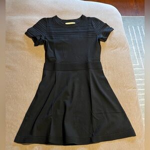LOFT Black Short-Sleeve Sweater Dress Fit & Flare - XS